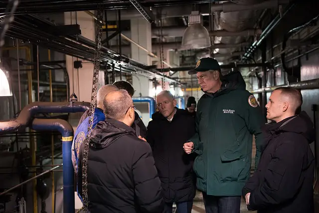 Mayor Bill de Blasio during a visit to NYCHA's Woodside Houses to check on a repaired boiler last year